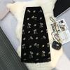 Jacquard Black Skirt for Women In Winter High Waist Mid-length Slit A-line Skirt To Make Them Look Slim and Tassel Straight Skirt