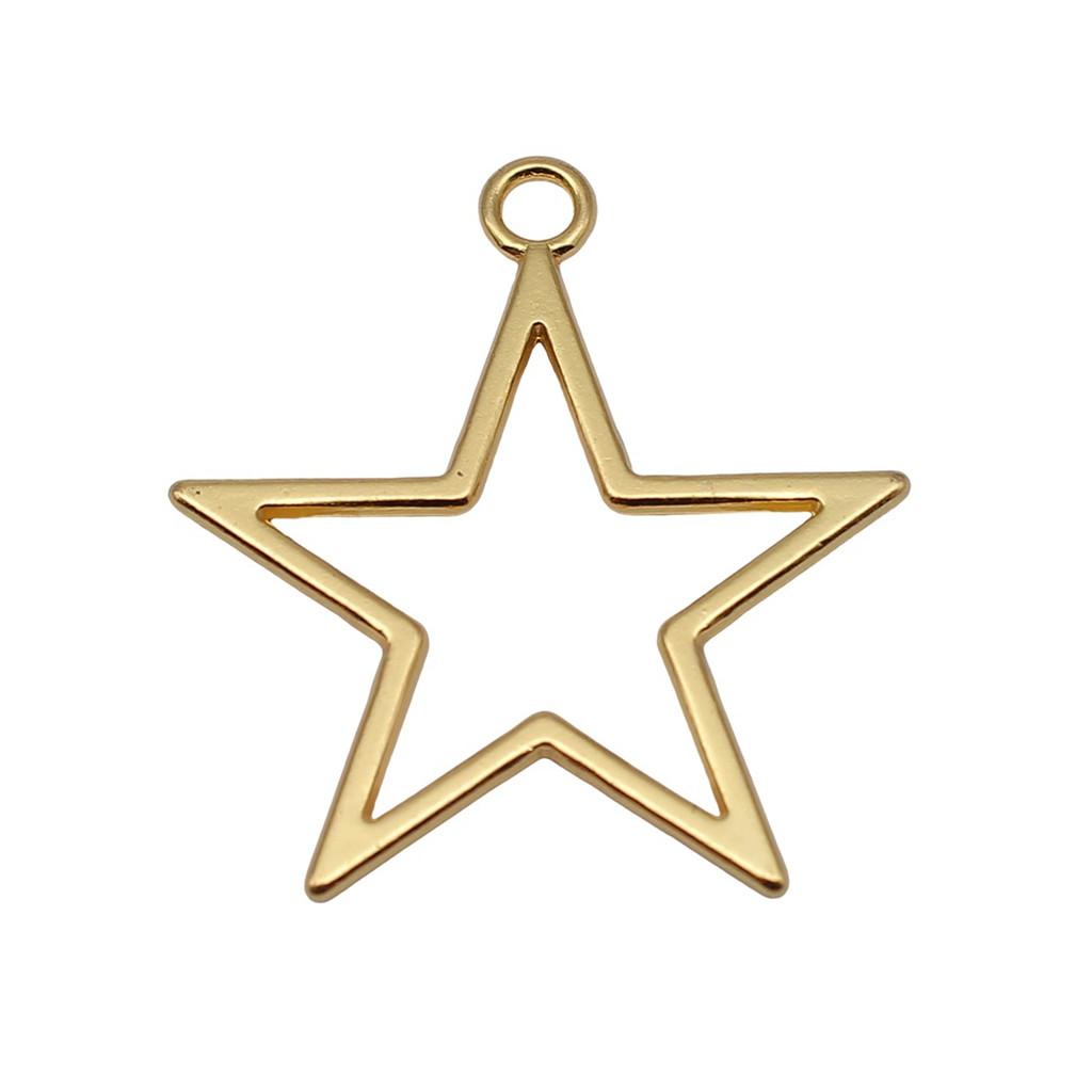 Nested Star Charms Multi Color Alloy Pendants For Double Star Themed Jewelry