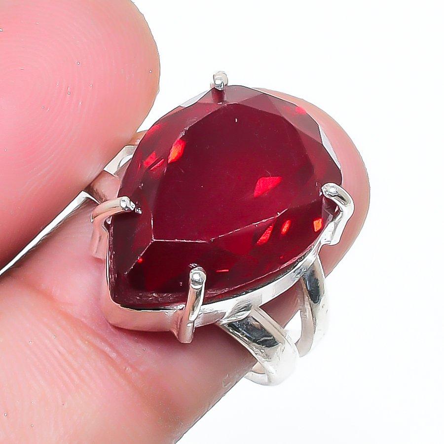 Natural Garnet Gemstone Handmade 925 Sterling Silver Jewelry Ring Size 5.5 AR-16900