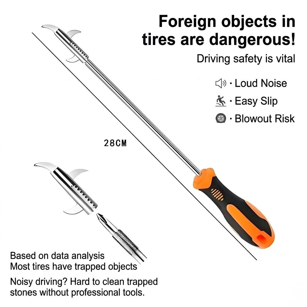 Xiaomi 2 in 1 Tire Clean Hook Built-in Screwdriver Car Wheel Tire Stone Pick Remove Hook for Truck Car Tire Tire Repair Tools