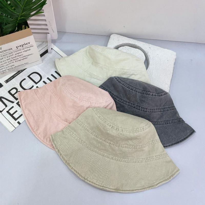 Small face washed cotton bucket hat 25 summer hat women's new summer sunshade sunscreen basin hat