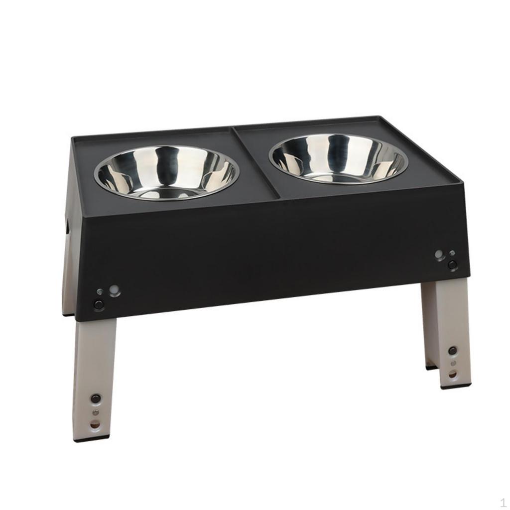 Raised Dog Feeder with Stainless Steel Bowls Sturdy for Pets