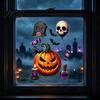 Decorative Vampire Clings Halloween Static Window Clings, Pumpkin Ghost Mummy Cartoon Decals, Easy Paste Art Self-Adhesive for Glass Door Mirror Shop