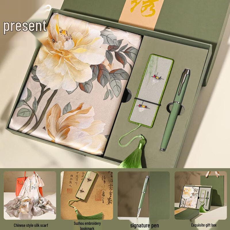 Hang Silk Road Su Embroidery Silk Scarf Gift Set