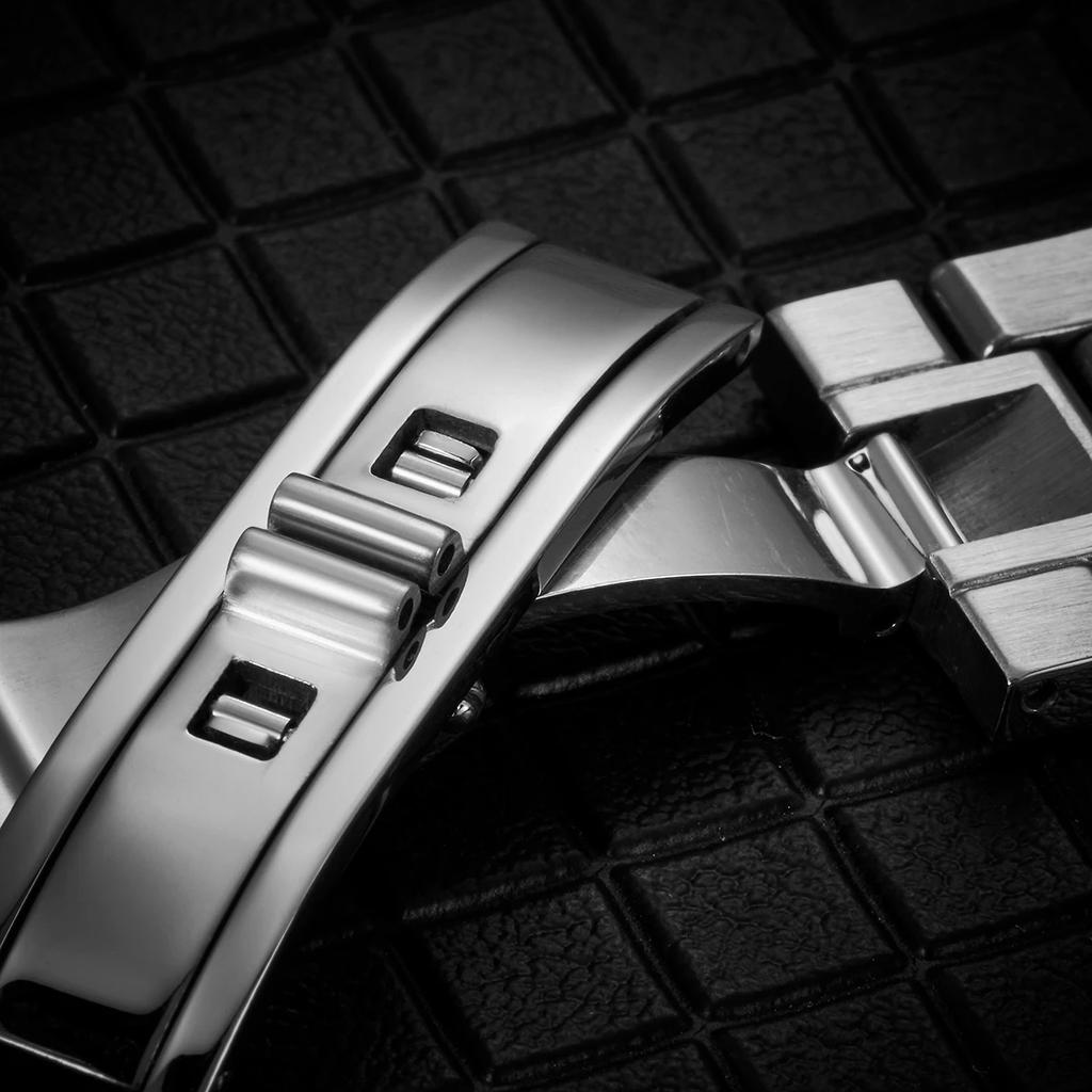 Schmetterlings-Uhrenschließe 3mm 4mm 5mm 6mm Edelstahl Doppeldruck-Faltschließe Uhrenarmband-Knöpfe Uhrenarmband-Schnallen Zubehör