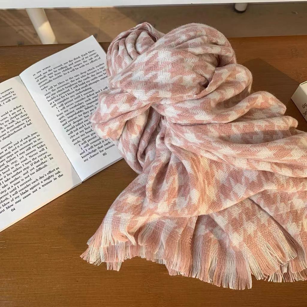 High Quality Chic Houndstooth Scarf Women Autumn Winter Warm Thick Long Muffler Female Versatile British Style Shawl Ladies