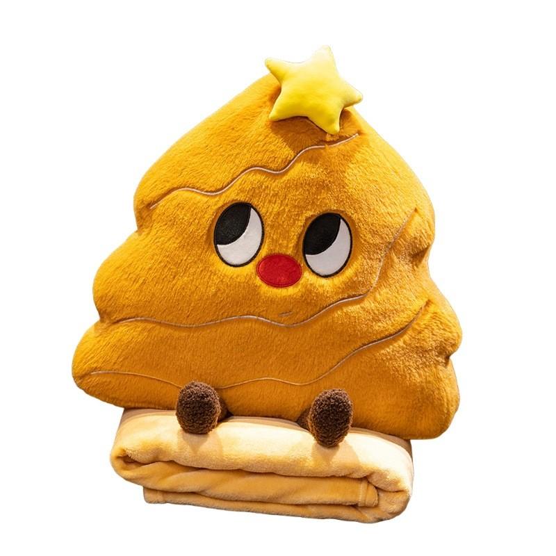 Christmas Tree Plush Pillow With Blanket For Holiday Home Decor