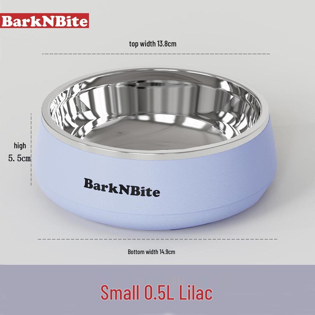 Non-Slip 304 Stainless Steel Pet Food & Water Bowl - Protects Cervical Spine, Large Diameter, Ideal for Dogs and Cats.