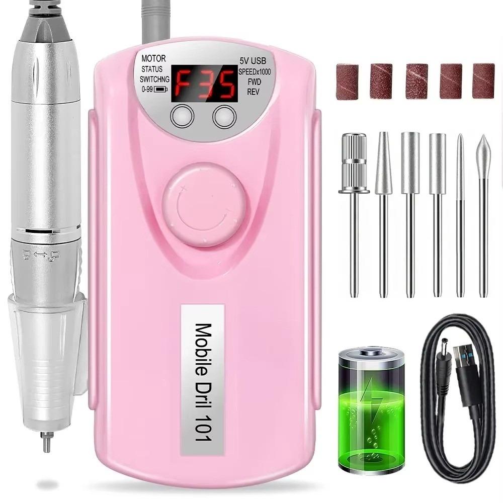 New 35000RPM Nail Drill Machine Rechargeable Manicure Professional Electric Nail Drills Low Noise Motor Polishe Sander for Nails
