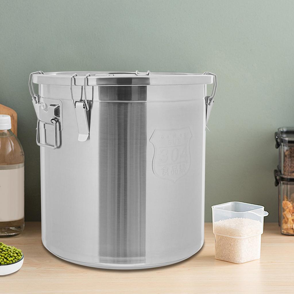 Stainless Steel Airtight Food Storage Canister, 48L Large Capacity Kitchen Container with Handles & Lid for Rice, Flour, Sugar