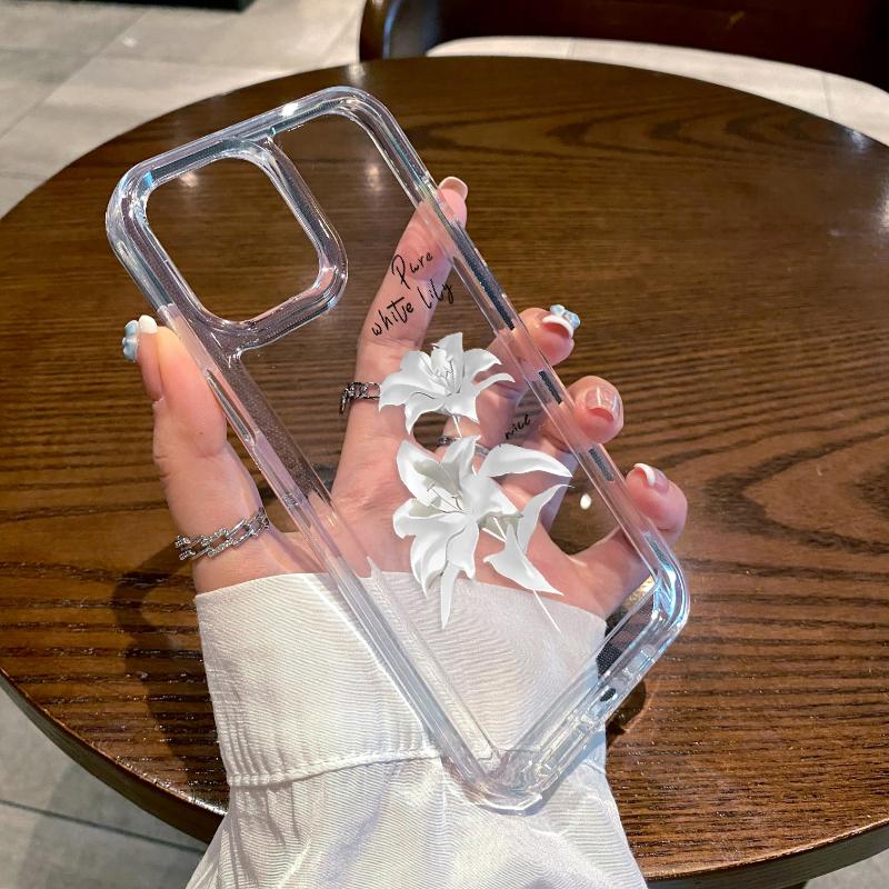 Black Flower Phone Case For iPhone 14 Pro Max Case iPhone 15 Pro Max 11 13 12 7 8 Plus XR XS X SE Soft Silicone Shockproof Cover