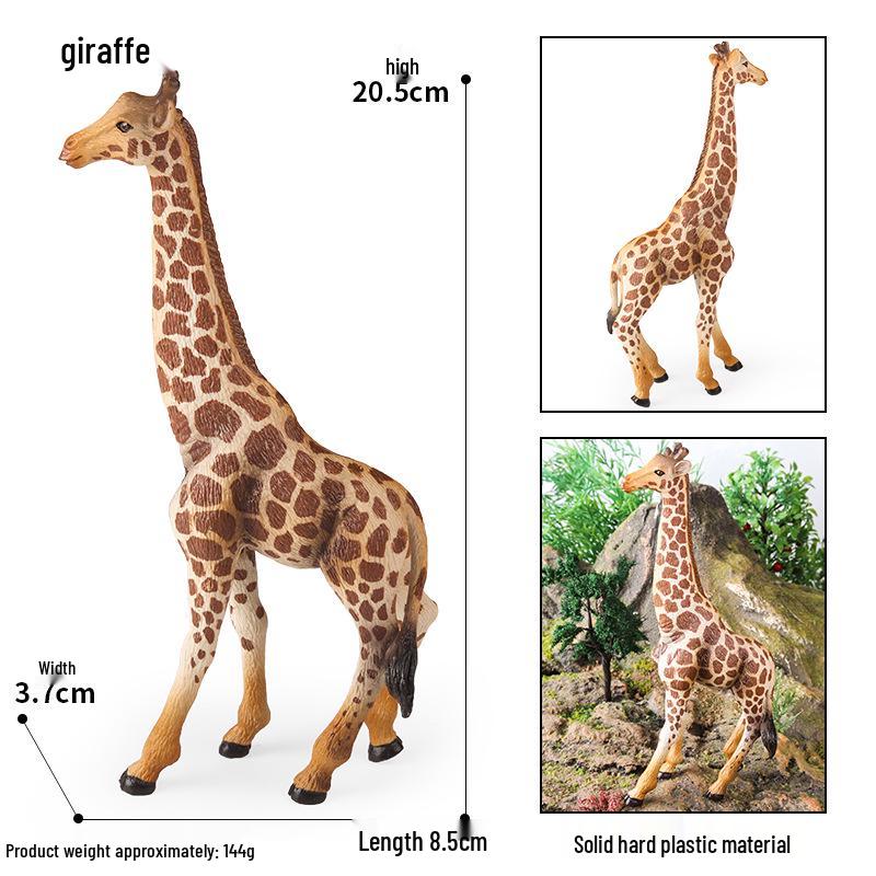 Wild Safari Animal Figurines: Giraffe, Elephant, Rhinoceros, Brown Bear, Tiger, Lion, Leopard, Hippopotamus - Solid Cognitive Toys