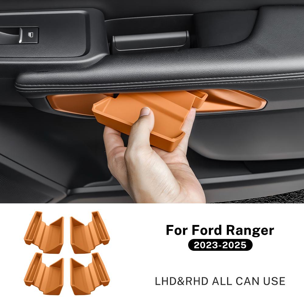 Silicone Pour Ford Ranger 2023 2024 2025 Boîte de Rangement Organisateur de Poignée de Porte de Voiture Plateau Accessoires de Modification d'Intérieur Automobile