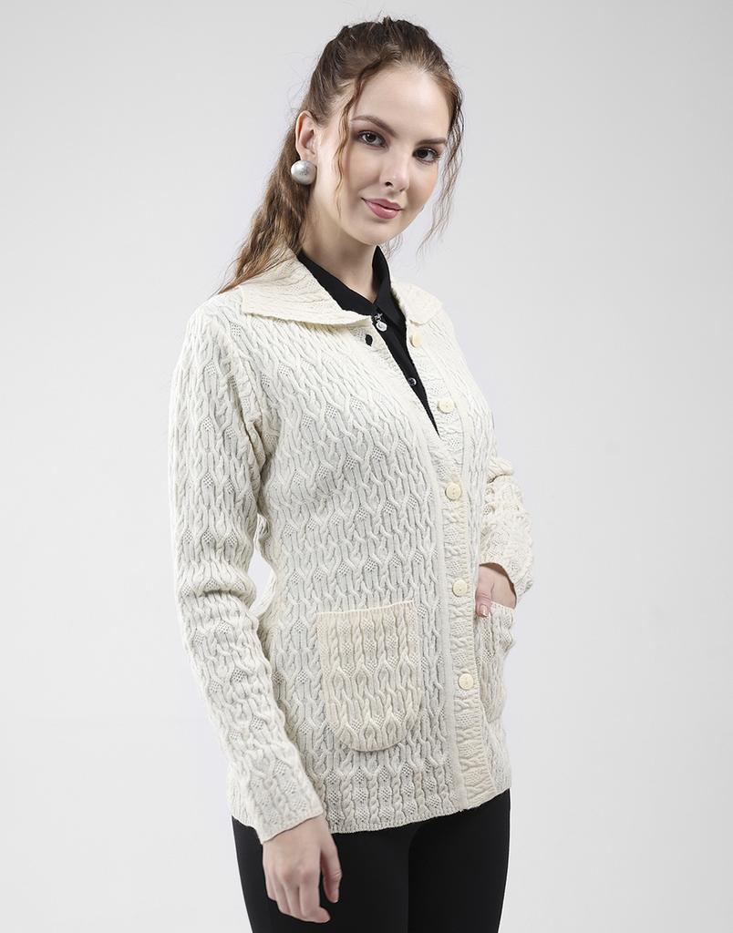 MONTE CARLO Women's Collar Neck Full Sleeves Cardigan