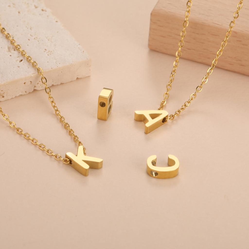 Name Initial Necklace A-Z 26 Letters Pendant Stainless Steel Jewelry Women Men Neck Choker Couple Friend Birthday New Year Gifts