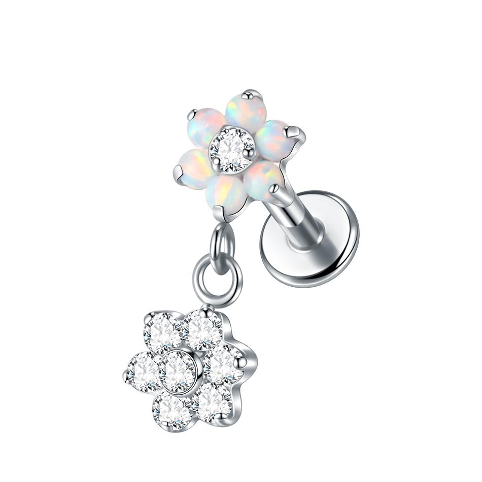 1Pc G23 Titanium Cz Crystal Ear Cartilage Tragus Helix Daith Piercing Internal Thread Lip Stud Labret Piercing Body Jewelry 16G
