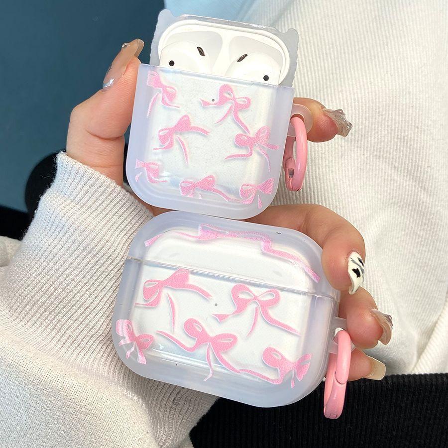 Simple bow transparent earphone protective case Apple Bluetooth earphone case is suitable for 1st generation/1st generation soft case