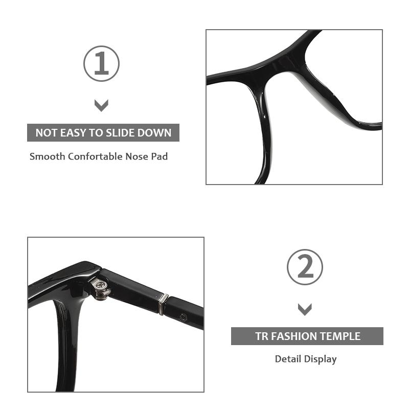 Men and Women Clear Glasses Frame Square TR90 Full Rim Transparent Spectacles For Prescription Lenses Myopia Reading Multifocal