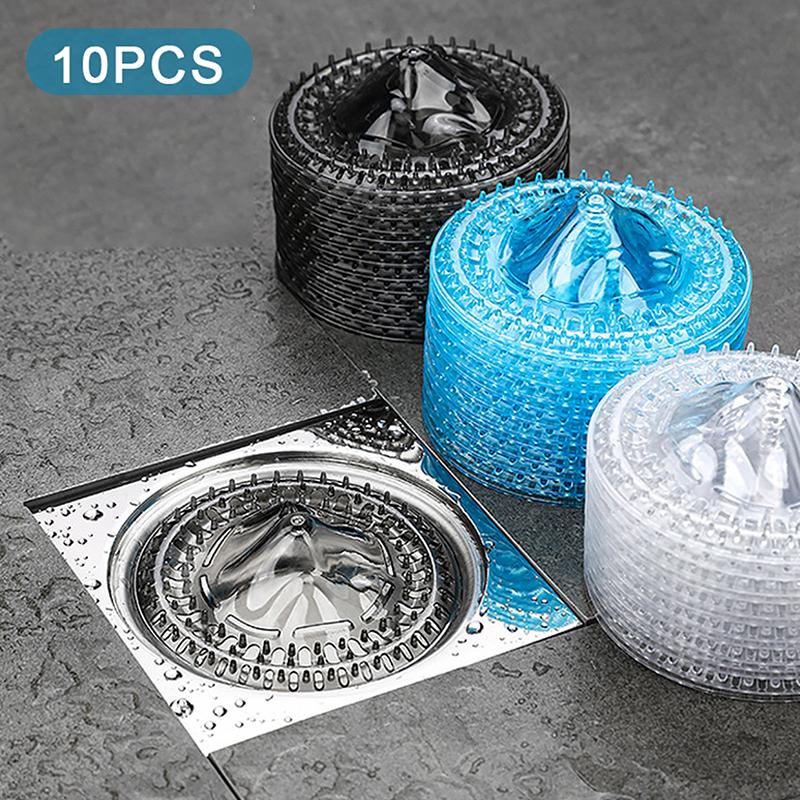 10Pcs Disposable Drain Filter Hair Catcher Hair Proof Bathroom Floor Drains Shower Drain Cover Anti-Clog Mesh For Hair/Waste