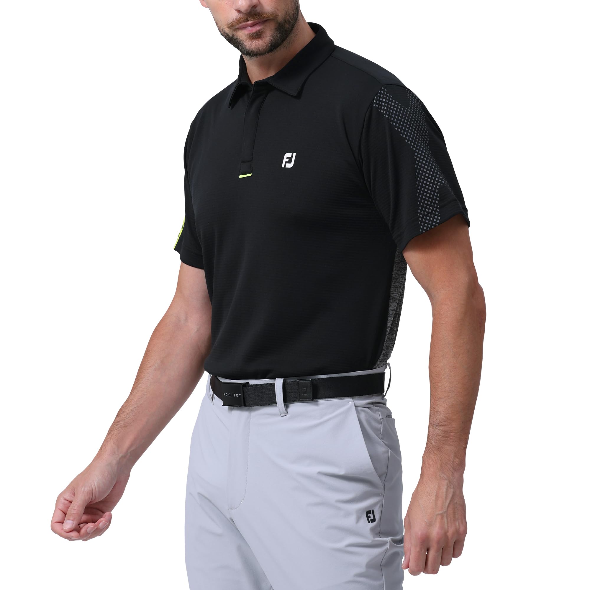 

FootJoy DRY THROUGHLIGHT X-Print Short Sleeve Shirt, Black, Men s, Medium, FJ-S24-S01, 81796-M