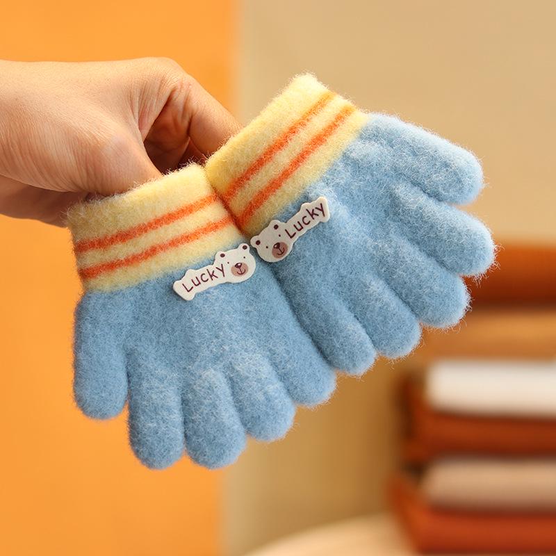 Knitted Winter Gloves for Kids: Cute and Warm Five-Finger Design for Boys and Girls