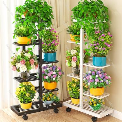 Multi-Layer Iron Flower Stand Storage Rack, Floor-Standing Indoor Green Ivy Pot, Balcony Flower Pot Stand for Plant Placement