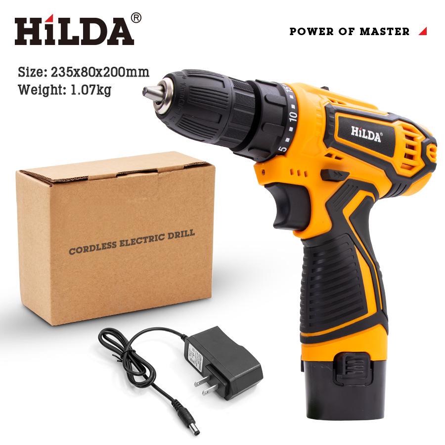 HILDA Multi-Function Rechargeable Lithium Electric Hand Drill/Screwdriver for Household Use