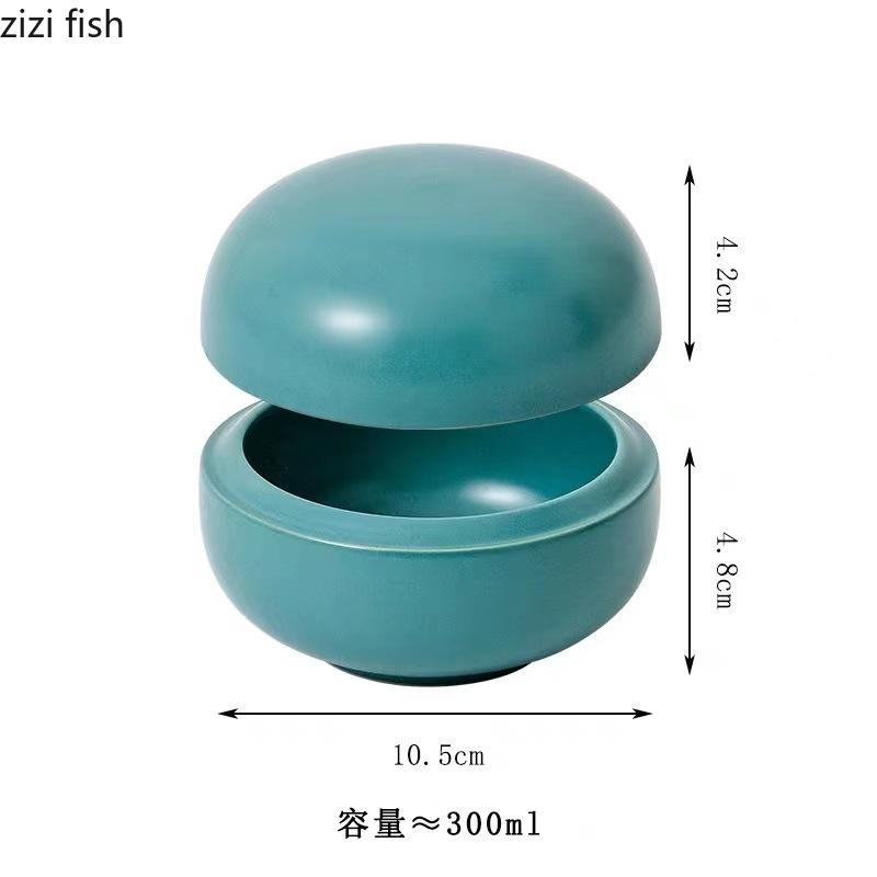 Solid Color Spherical Ceramic Bowl with Lid Dry Ice Sashimi Bowl Dessert Bowl Soup Bowls Molecular Cuisine Specialty Tableware