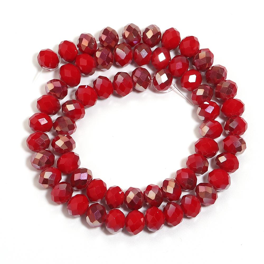 1 Strand 4/6/8mm Rondelle Faceted Crystal Beads Red AB Glass Loose Beads For Jewelry Making DIY Necklace Bracelets Accessories
