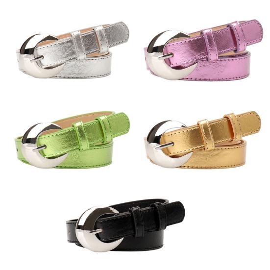 Women Belt Adjustable Length Imitation Leather Waistband with Alloy Buckle Dresses Shirts Tops Waist Belt