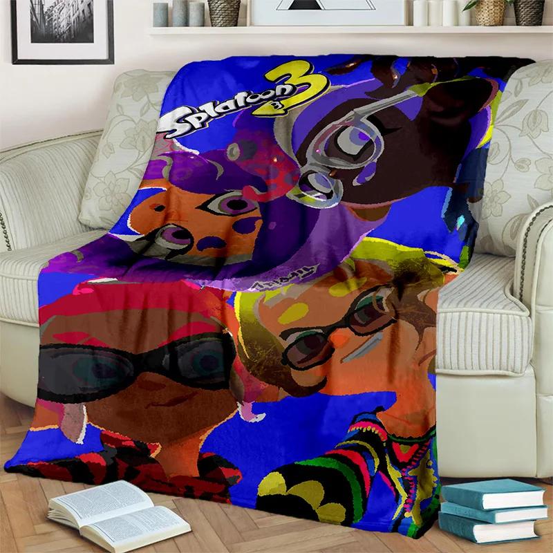 Cartoon PC Gamer 3D Games Splatoon Blanket,Soft Throw Blanket for Home Bedroom Bed Sofa Picnic Travel Office Cover Blanket Kids
