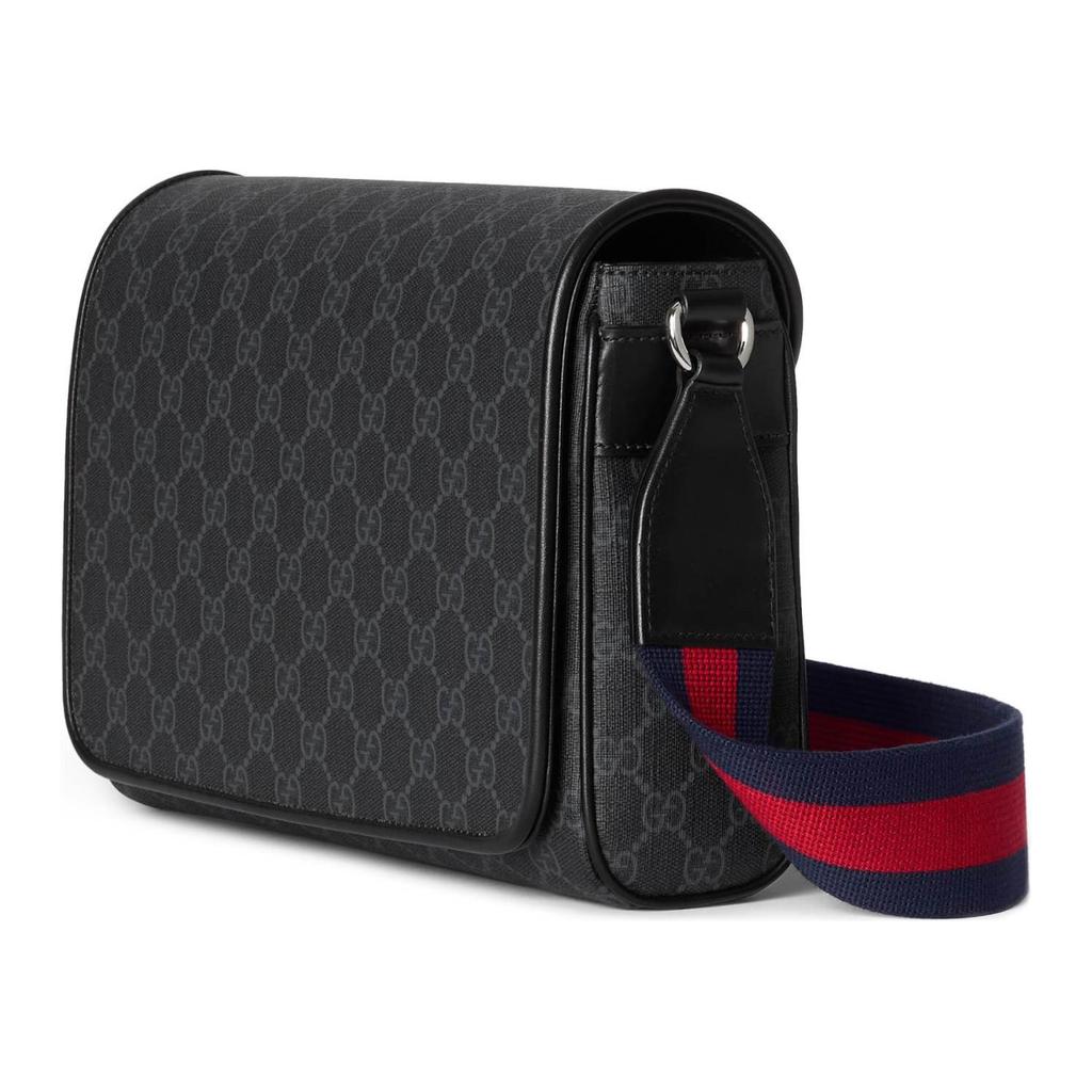 Gucci Adjustable Shoulder Strap Magnetic Flap Closure Canvas And Leather Trimmed Crossbody Bag Men Bags Gray 792124-FADJA-1042