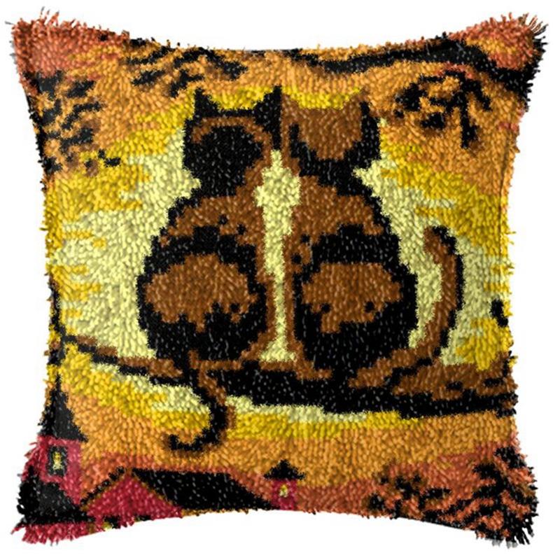 Cartoon Animal Pillow Embroidery Latch Hook Kit Carpet Undefined Latch Hook Rug Button Pad Set Smyrna Package Knooppakket Kits