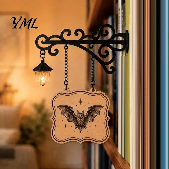 Holiday Gifts for Readers Decorative Bookshelf Lamp with Integrated Bookends, Retro Iron Library Lantern Reading Corner, Vintage Style Lanterns