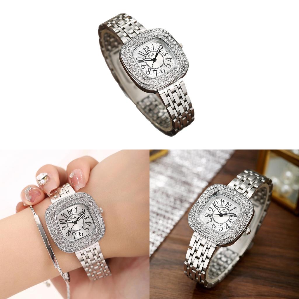 Modern Ladies Jewelry Watch With Alloy Band And Crystal Embellishments For Formal Wear