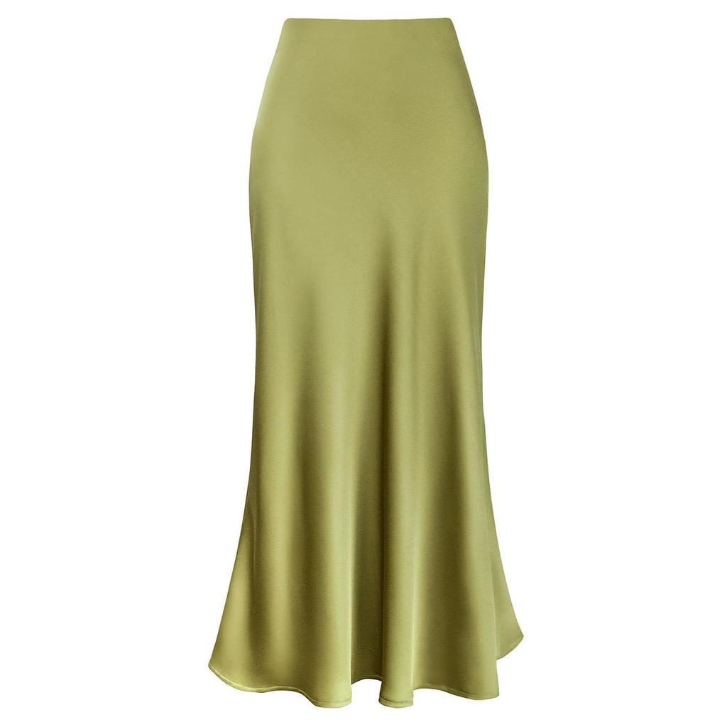 Gonna da Cocktail da Sera da Donna a Vita Alta Primavera ed Estate Gonne Lunghe Pieghettate in Raso Eleganti e di Carattere Gonne Maxi Chic