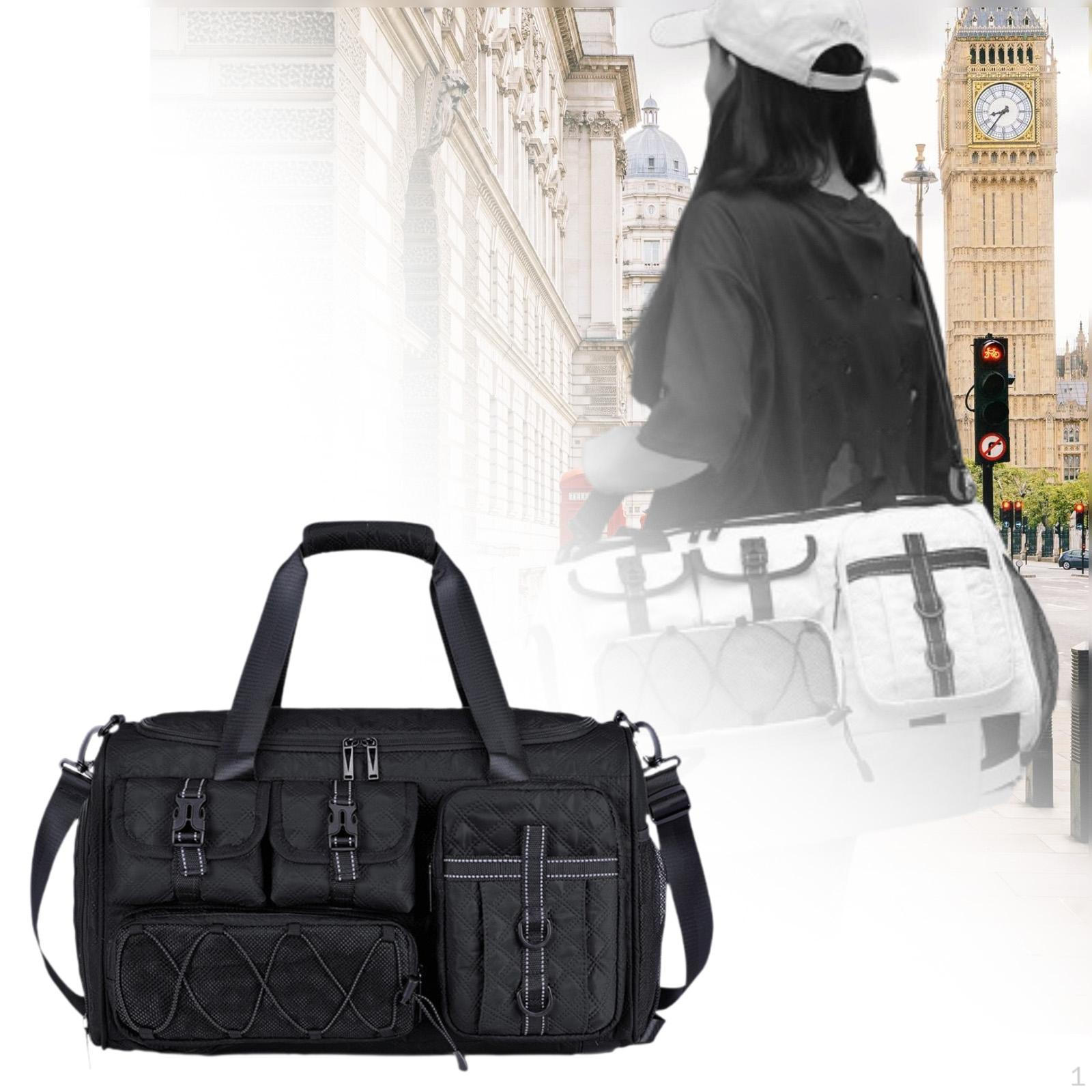 

Gym Bag Travel Duffle Backpack Handbag for Camping Fitness Weekend чорний