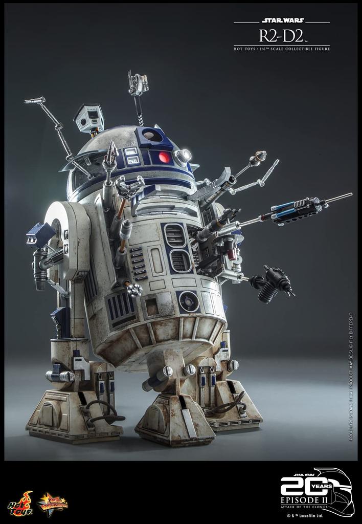 Hot Toys Movie Masterpiece Star Wars Episod Attack of the Clones Skala Ungefär 18 cm MMS651 II R2-D2 1/6 Figur, Vit, Lång,