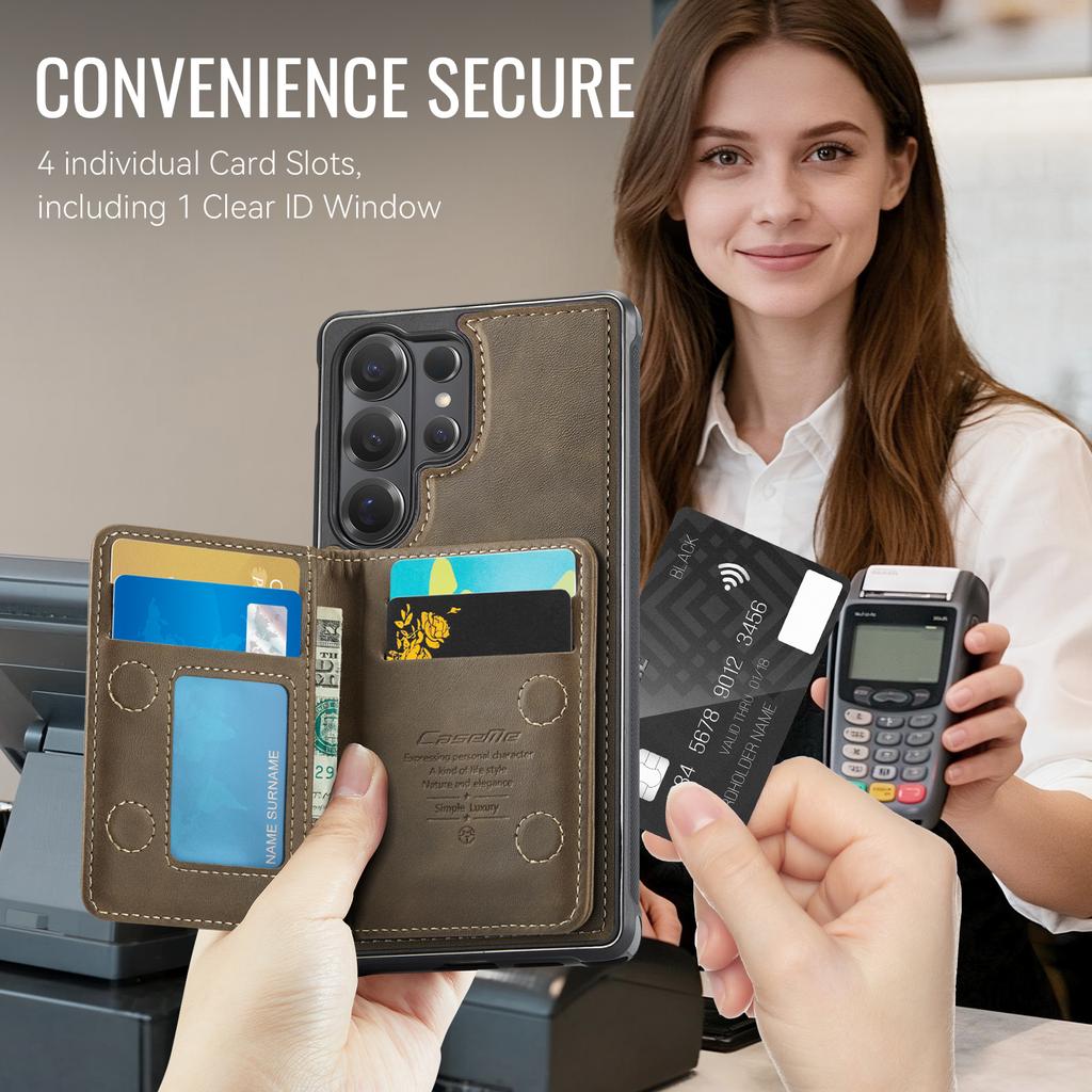 Pro Samsung Galaxy S26 Ultra Magnetický kryt CASEME Řada ME80 Kožený PC TPU Kryt telefonu s odnímatelnou peněženkou