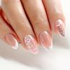 24Pcs French White 3D Heart Design False Nails for Women Manicure Use