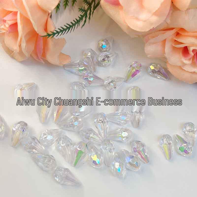 8x13mm Transparent AB Iridescent Teardrop Beads for DIY Ethnic Clothing Accessories