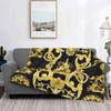 Golden Flower Pattern Blanket Creative Design Light Soft Flannel Blanket Black Luxury Fashion Blanket