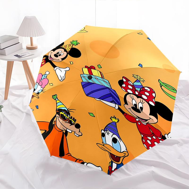 Mickey Mouse and Friends Themed Automatic Opening and Closing Umbrella, Brightly Colored 8-rib Portable Umbrella, Suitable for Men and Women, A Perfec