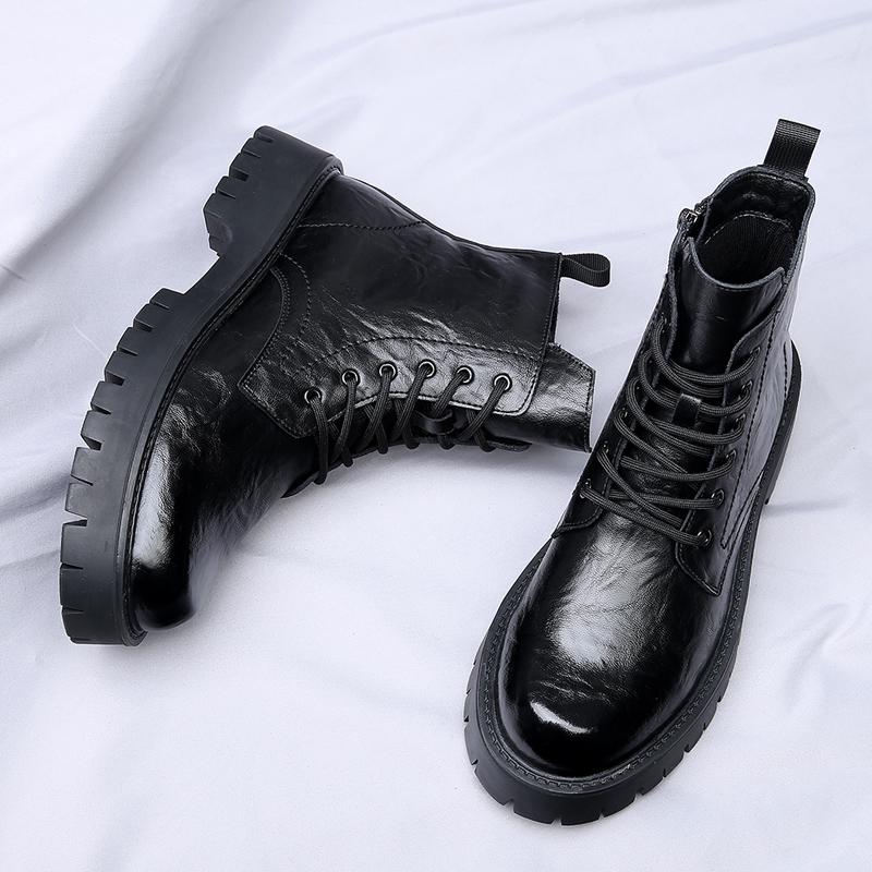 Fashionable New Men's Leather Work Boots Hot Selling Winter Men's Outdoor Hiking Boots Wear-resistant Soles Casual Boots