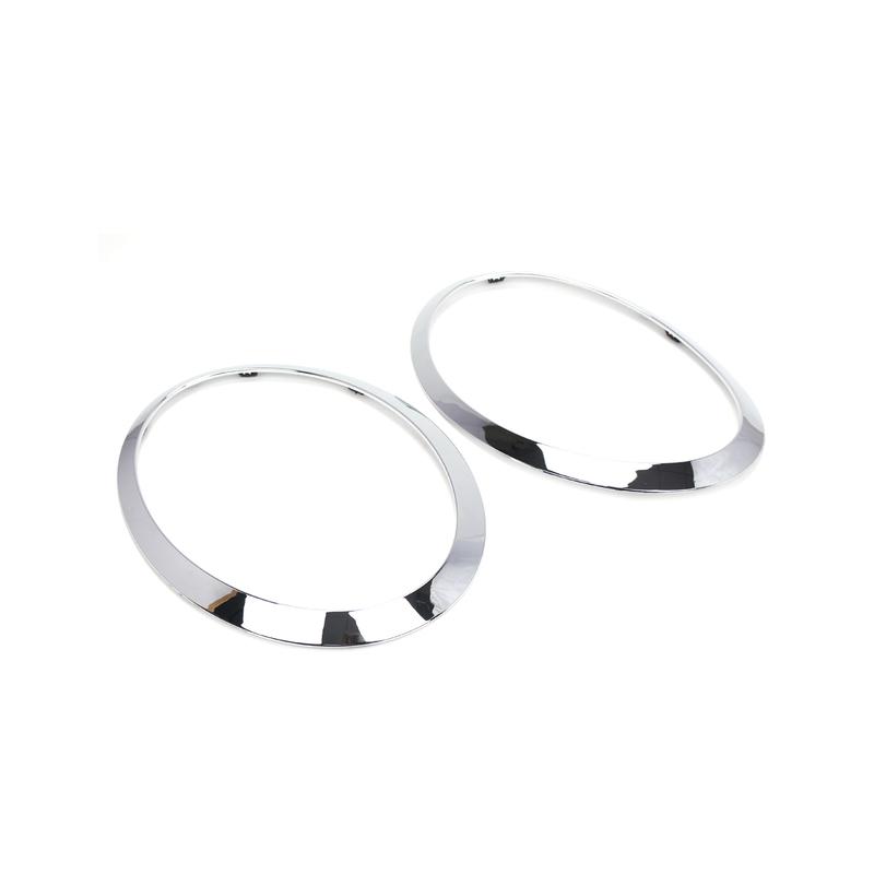 For MINI Cooper F55 F56 F57 2014+ Chrome Silver Left Right Front Headlights Frame Headlight Eyebrow Ring Cover Trim Replacement
