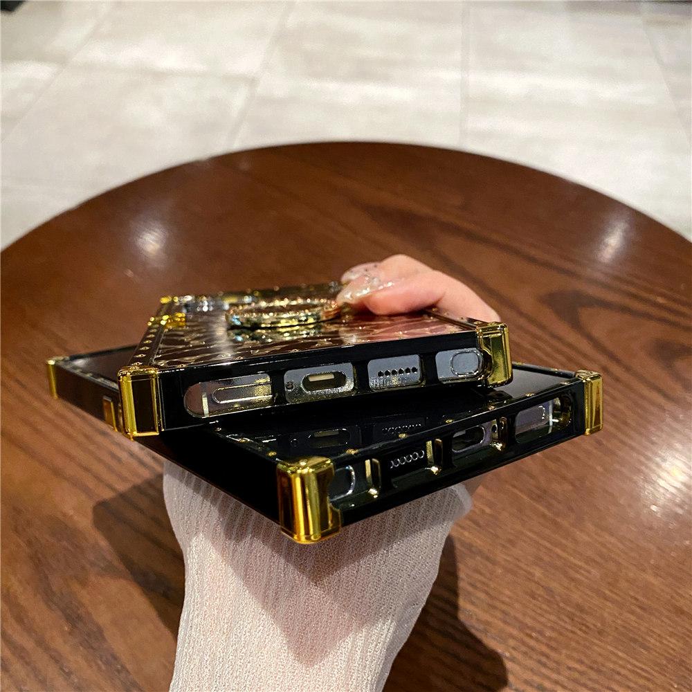 Feather Leopard Print Ring Cover Plating Phone Case For Samsung Galaxy S25FE S24 S23 A54 A51 A71 A52 A72 A82 A22 A20 A50 A70 A40 A60 A17 A26 M40 Flip7