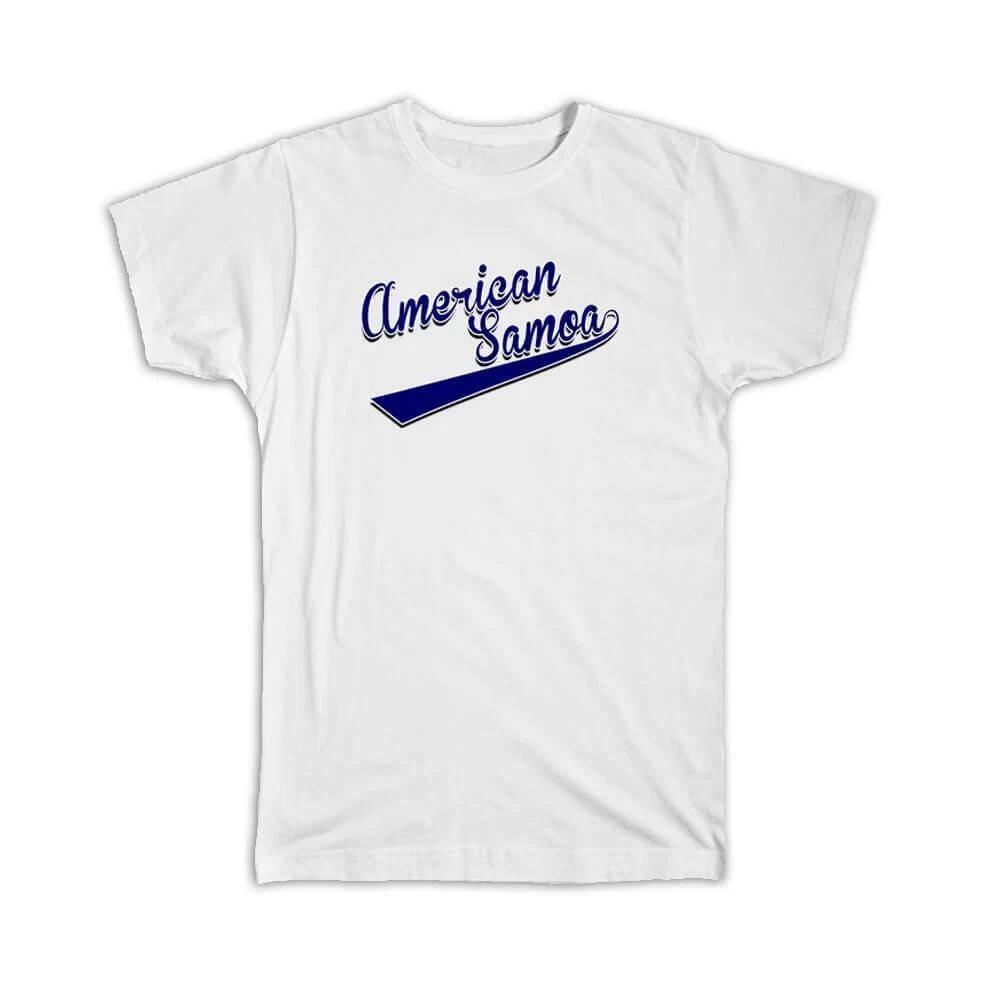 Gift T-Shirt : American Samoa Flag College Script Calligraphy Country M