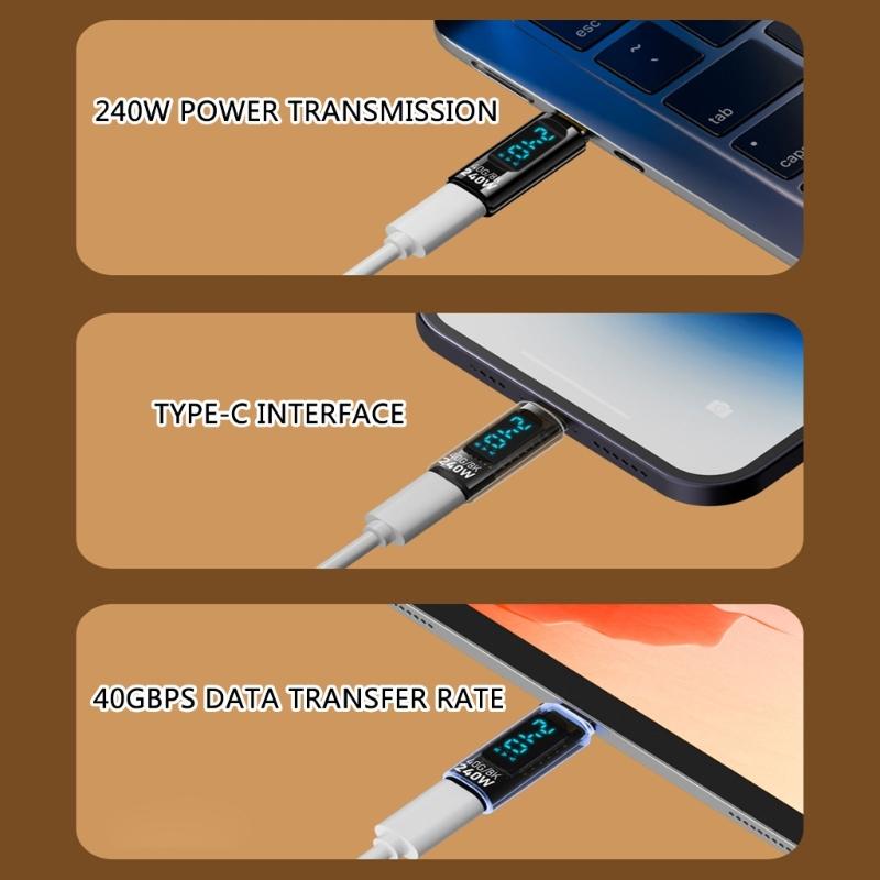 Fast 240W Type C Connectors Highly Power USB C Adapter With LED Indicator Supports 8K60Hz Video And 40Gbps Data Transfer