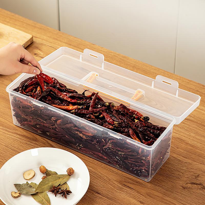 Contenedor de Almacenamiento de Especias Reutilizable de 6 Compartimentos a Prueba de Humedad Caja de Almacenamiento de Plástico Sellada con Asa Organizador de Cocina