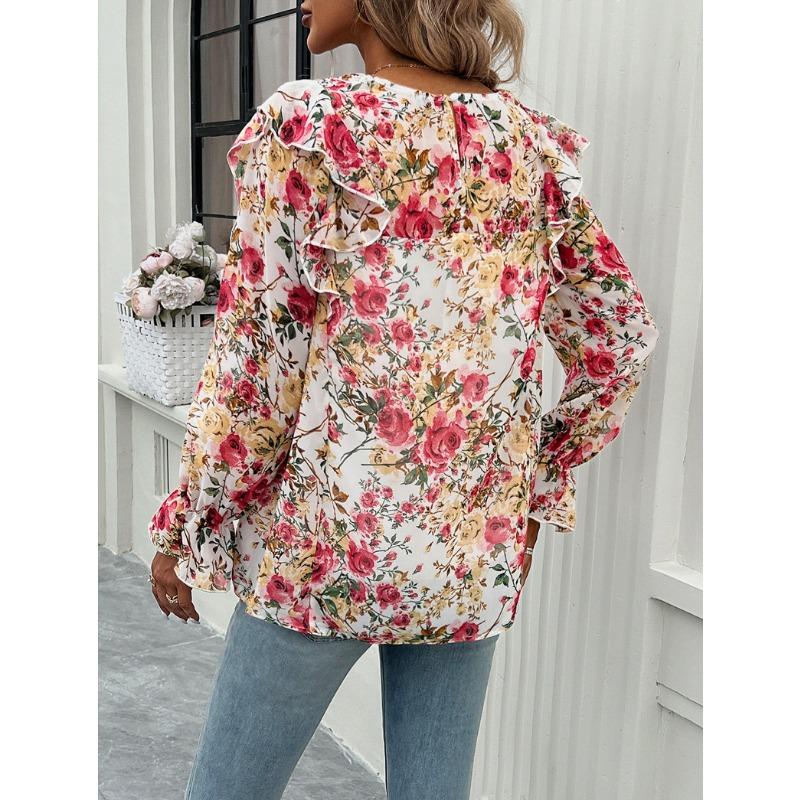 Printed Shirt Female Temperament Long-sleeved Shirt Blouse